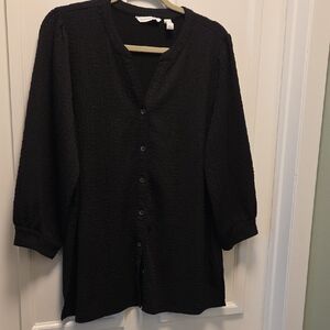 Isaac Mizrahi Women's Black Textured Knit Top